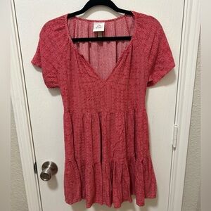 Knox Rose Red Polka Dot Tiered Mini Dress Short Sleeve  Size Small retro pinup